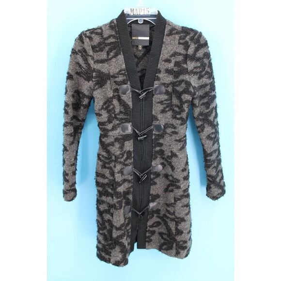 Anthropologie Plenty by Tracy Reese Gray/Black Coat Size 0 ZIPPER & TOGGLE CLOSE - Picture 1 of 6